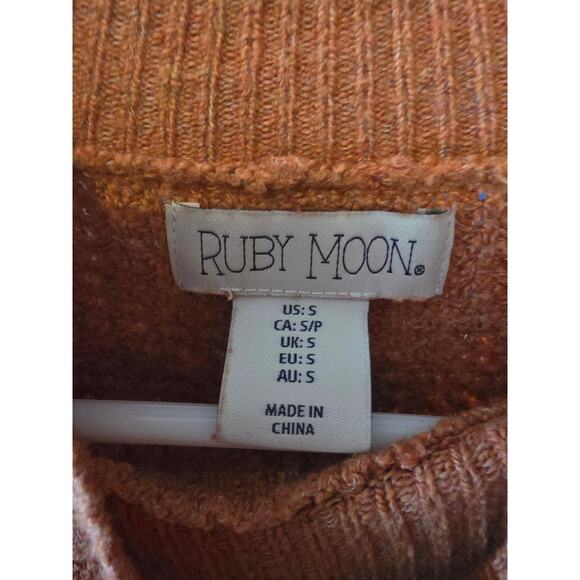 Ruby Moon Cropped Mock Neck Sweater S Womens Brown Long Sleeve Normcore Boho - Picture 3 of 5